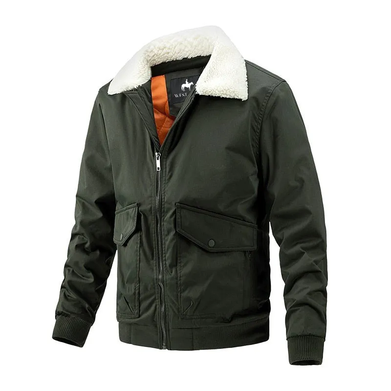 West Louis West Fur Collar Warm Windbreaker Jacket