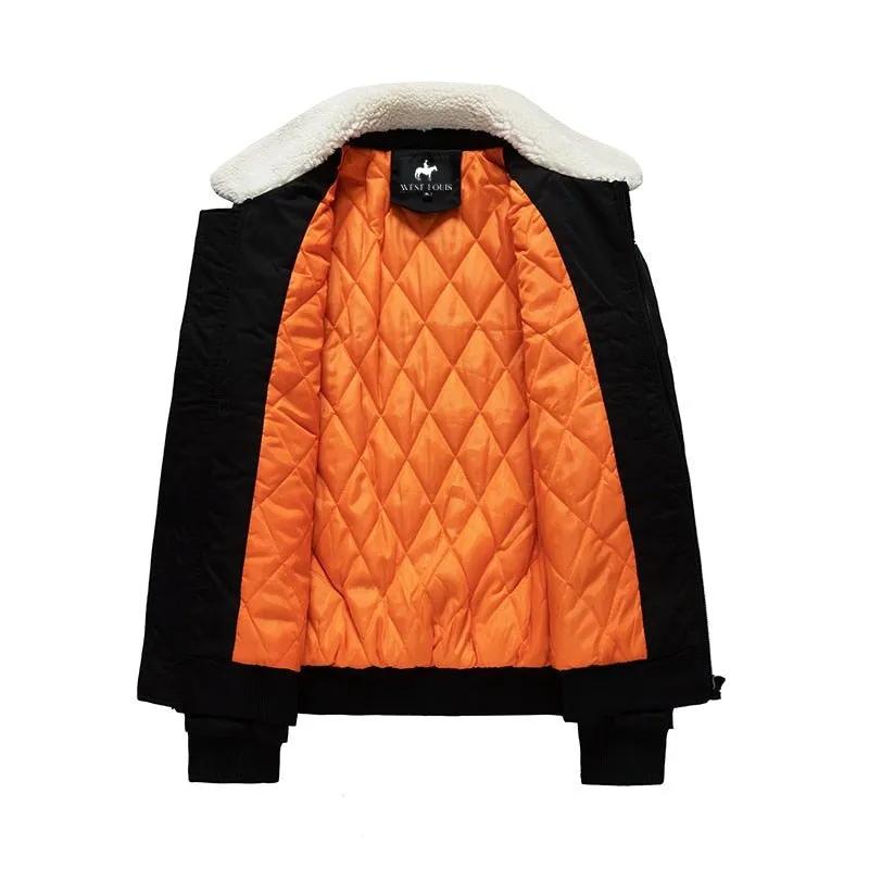 West Louis West Fur Collar Warm Windbreaker Jacket
