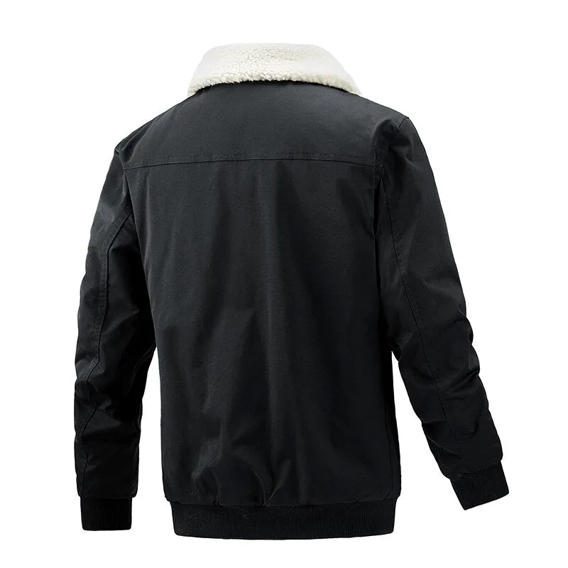 West Louis West Fur Collar Warm Windbreaker Jacket