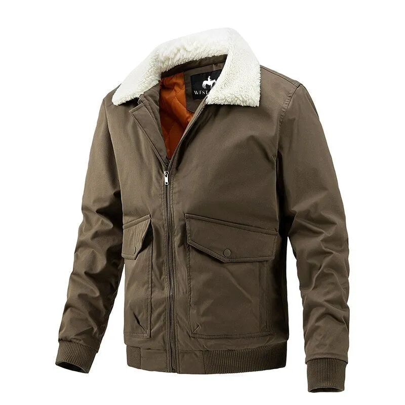 West Louis West Fur Collar Warm Windbreaker Jacket
