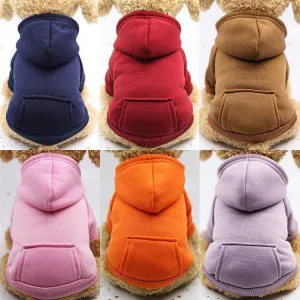 Winter Dog Hoodie Sweatshirts with Pockets Warm Dog Clothes