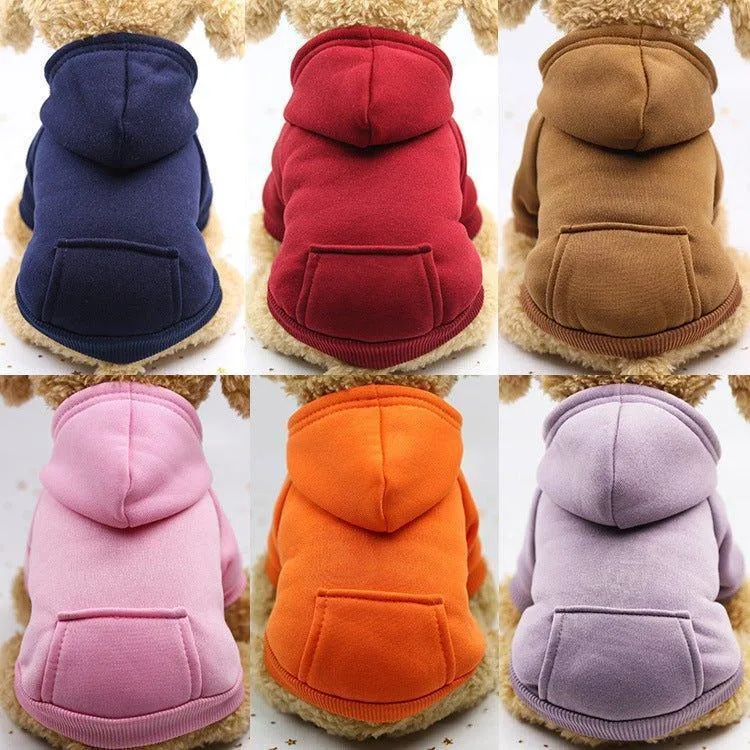 Winter Dog Hoodie Sweatshirts with Pockets Warm Dog Clothes