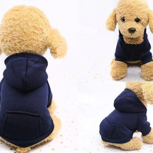 Winter Dog Hoodie Sweatshirts with Pockets Warm Dog Clothes