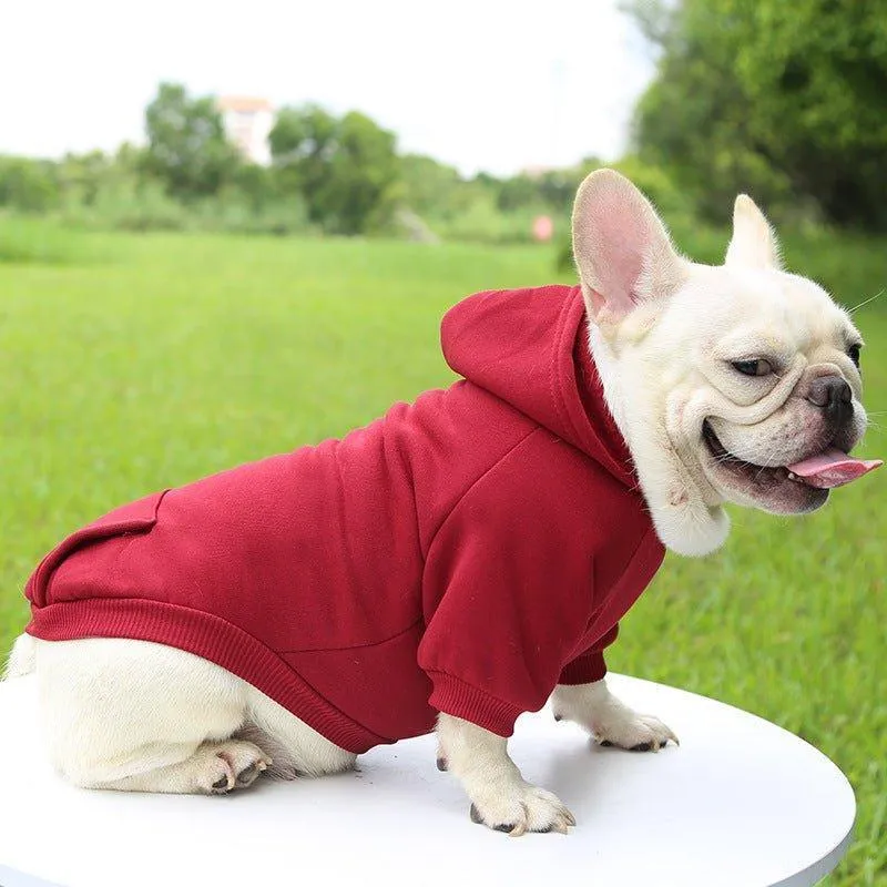 Winter Dog Hoodie Sweatshirts with Pockets Warm Dog Clothes
