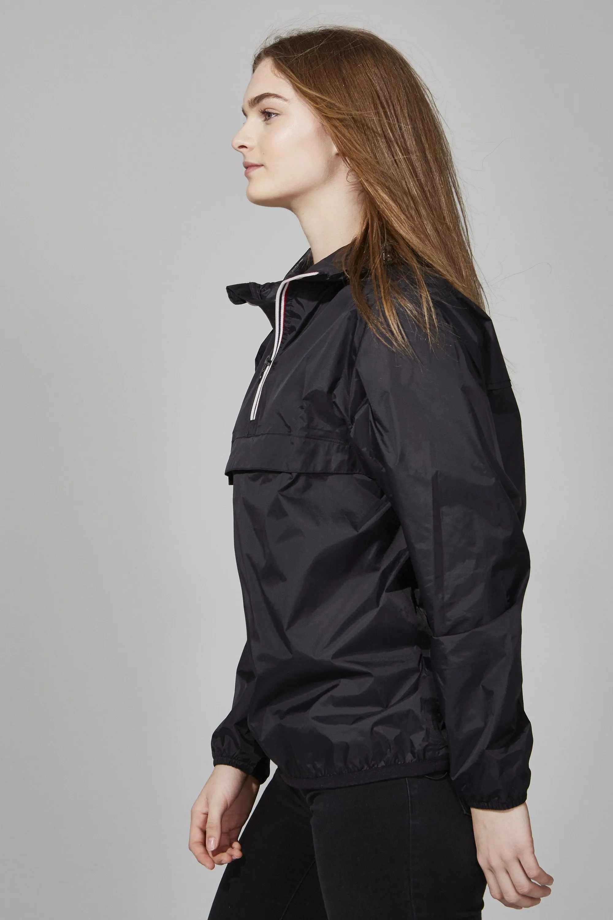 Women's Quarter Zip Black Waterproof Rain Jacket