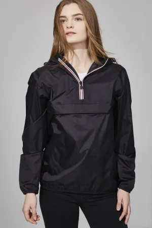 Women's Quarter Zip Black Waterproof Rain Jacket